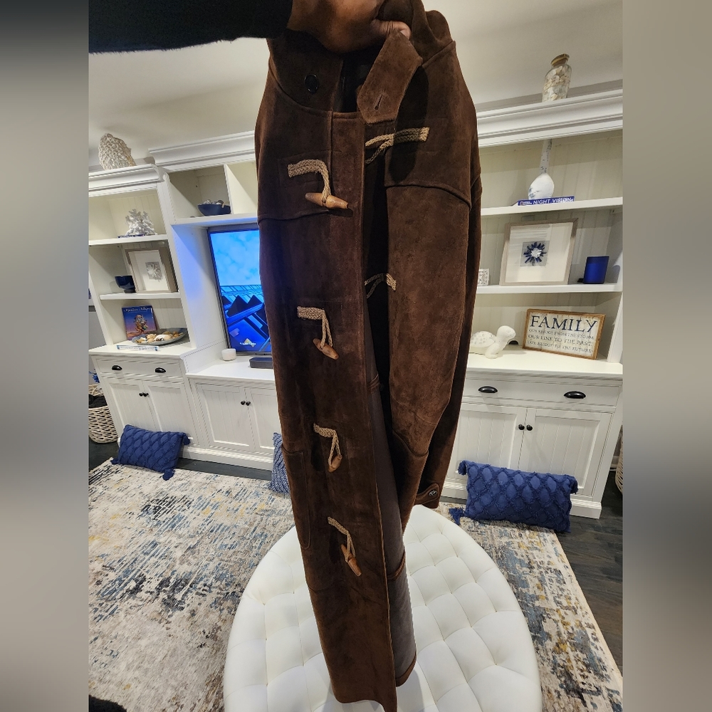 Ralph Lauren polo Vintage Leather Duffle coat hoodie Excellent condition Trench - Picture 6 of 12